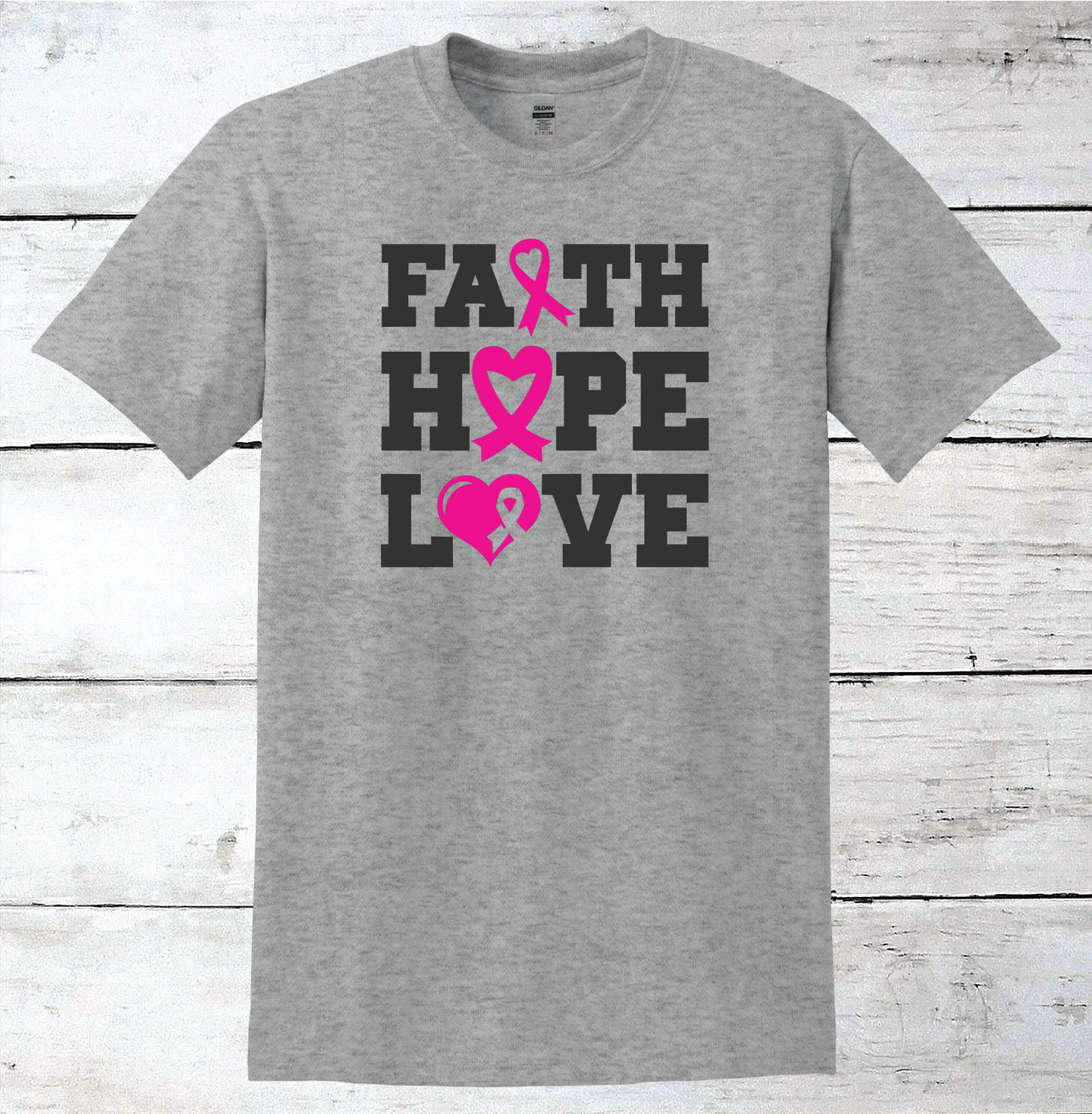Breast Cancer Support - Faith Hope & Love T-Shirt