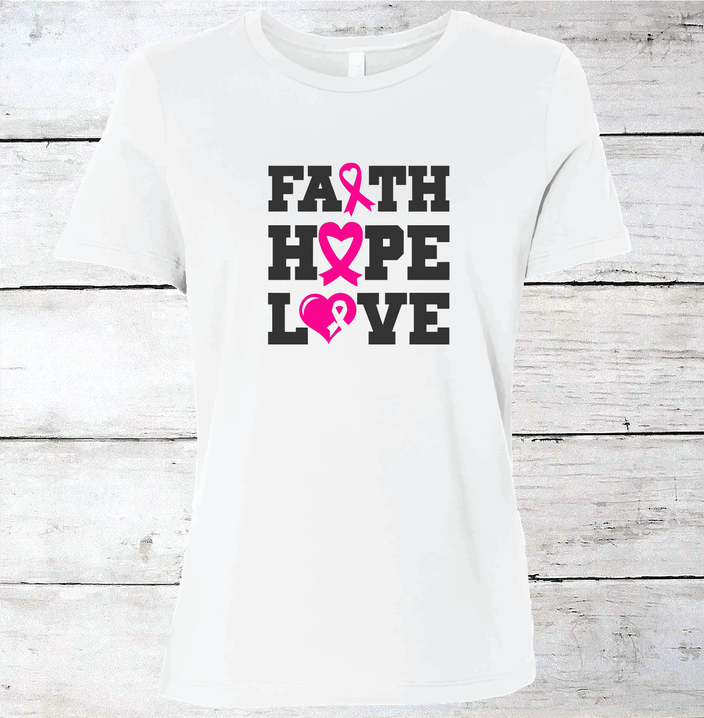 Breast Cancer Support - Faith Hope & Love T-Shirt