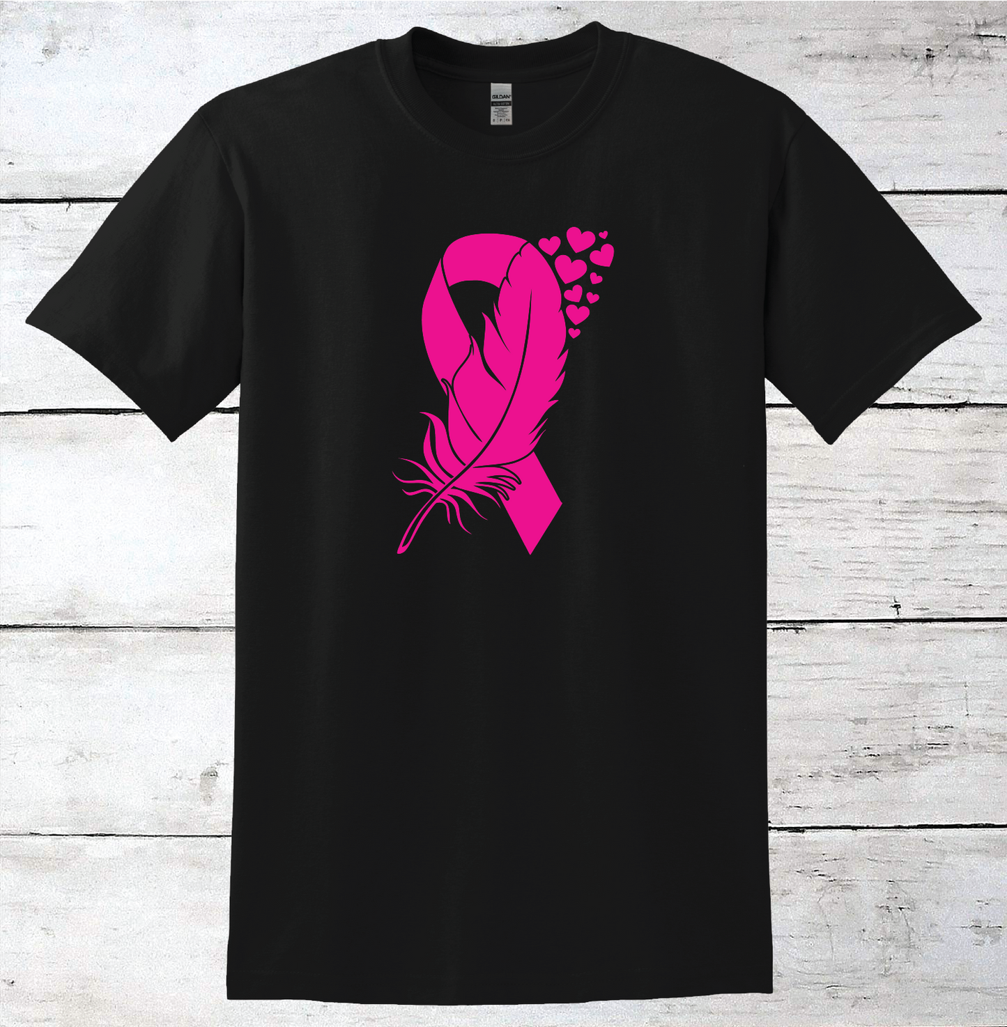 Breast Cancer Support - Feather Pink Ribbon T-Shirt