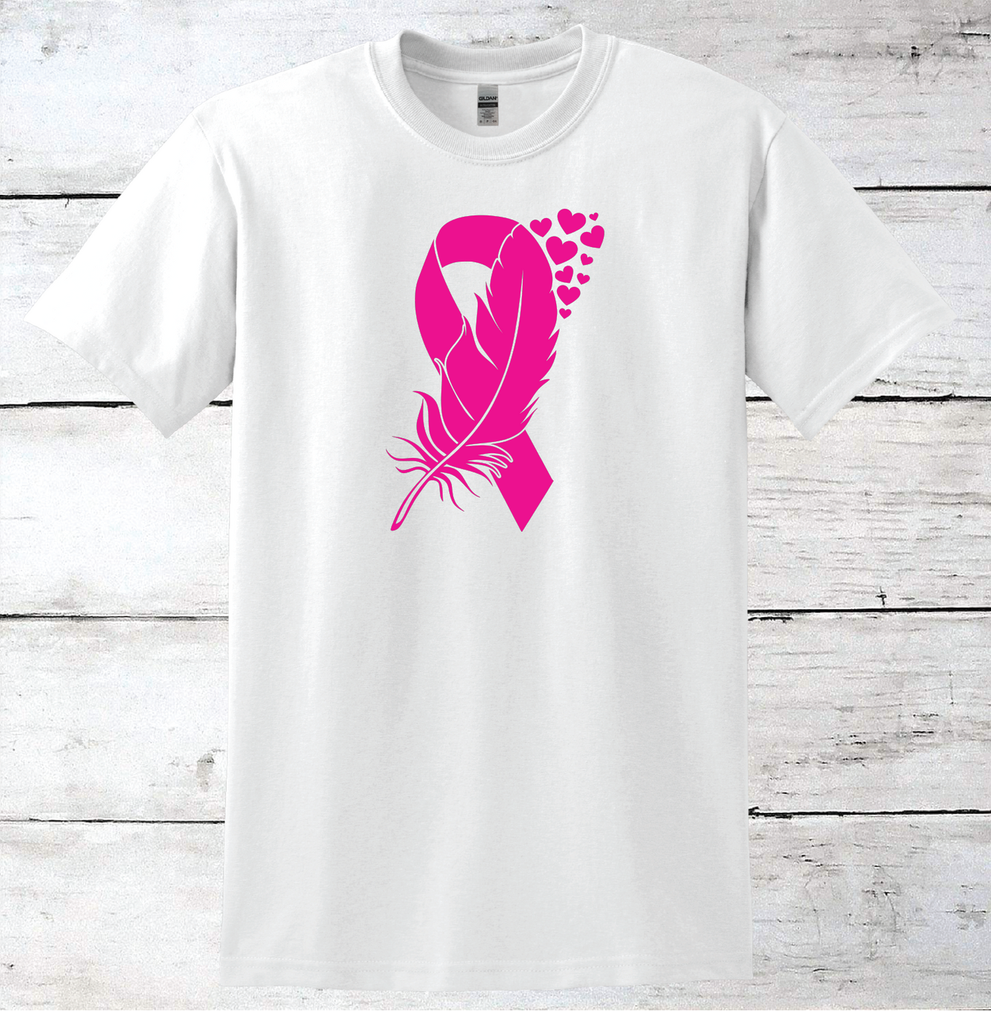 Breast Cancer Support - Feather Pink Ribbon T-Shirt