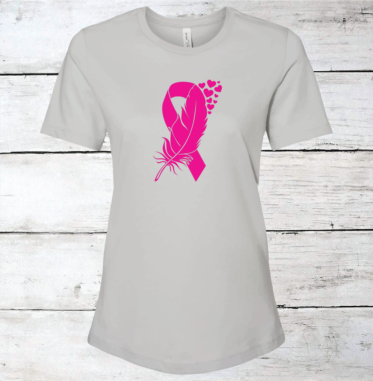 Breast Cancer Support - Feather Pink Ribbon T-Shirt
