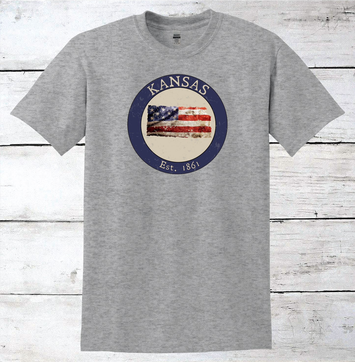 Kansas KS American Flag T-Shirt