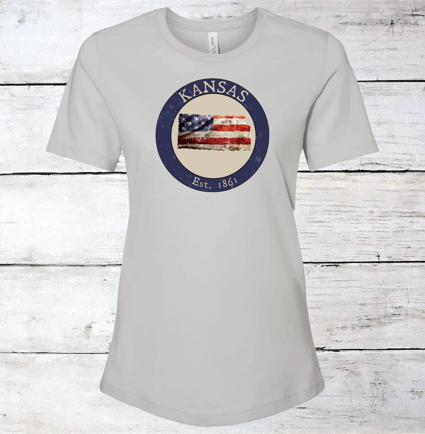 Kansas KS American Flag T-Shirt