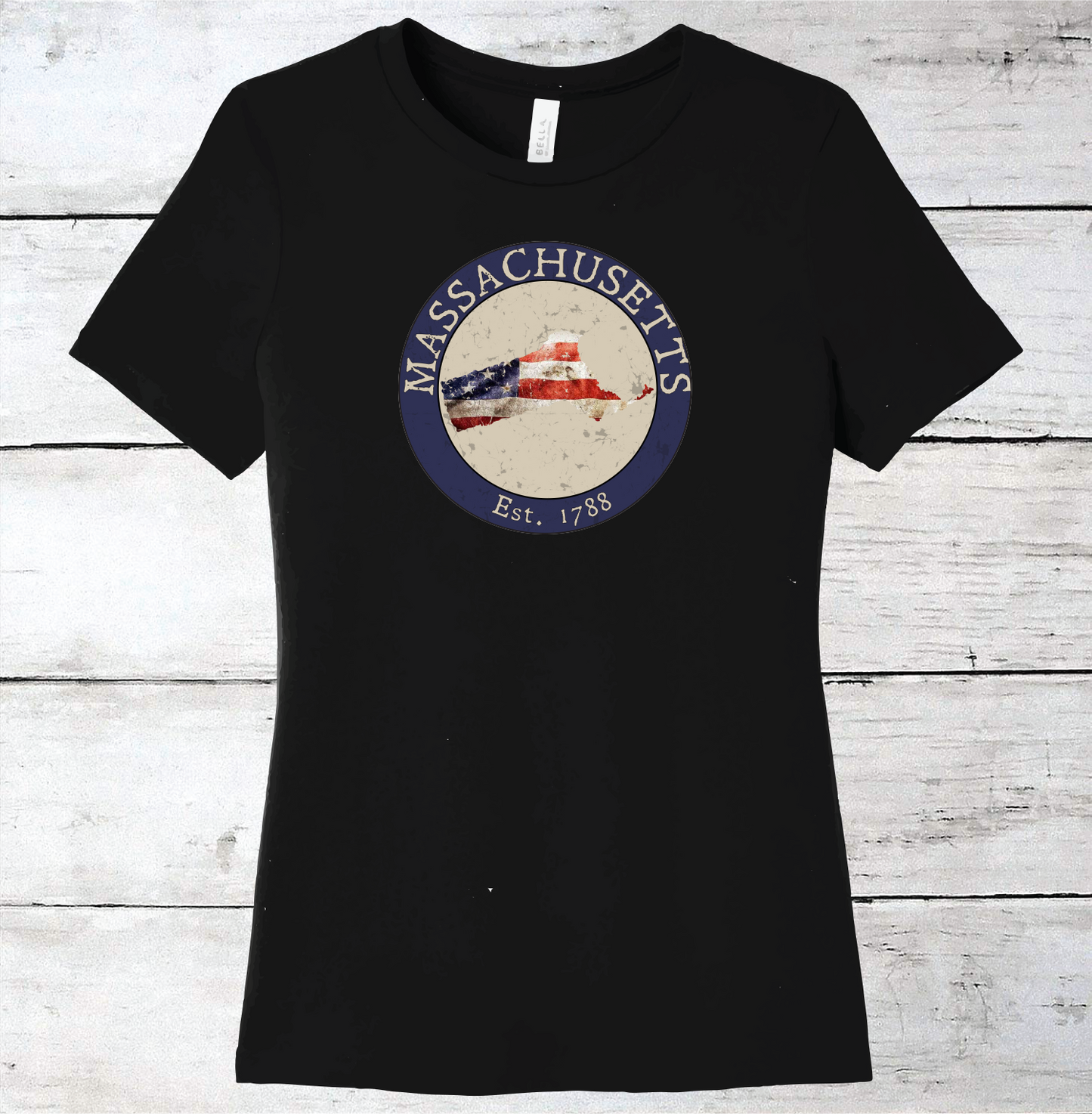 Massachusetts MA American Flag T-Shirt