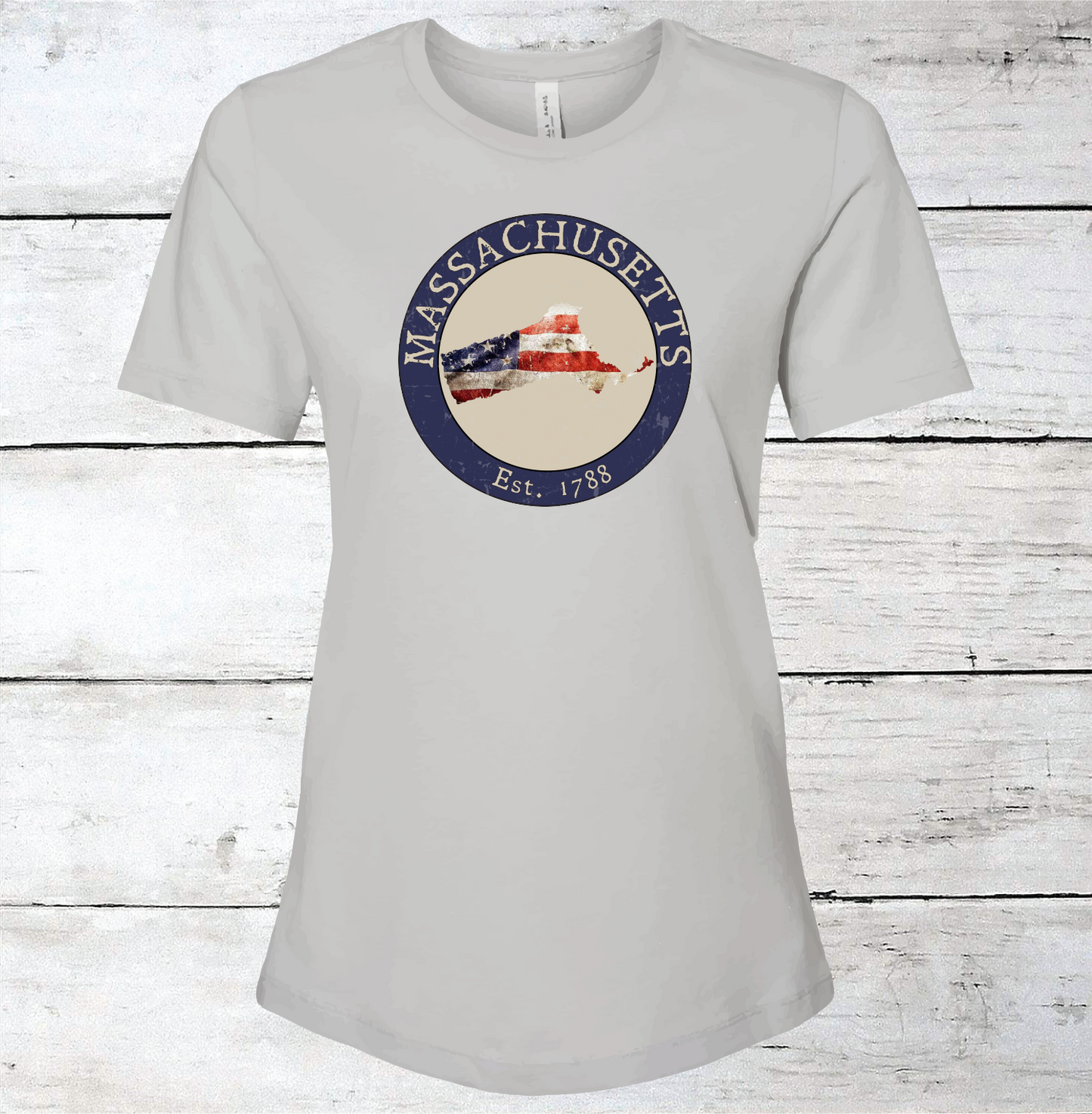 Massachusetts MA American Flag T-Shirt