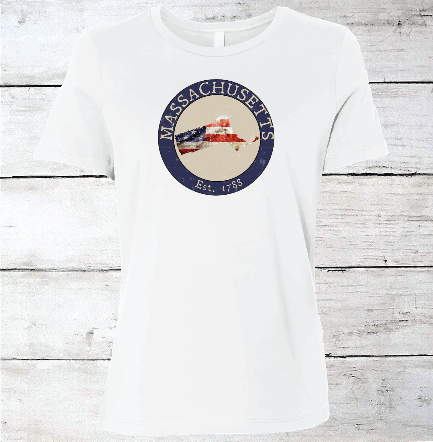 Massachusetts MA American Flag T-Shirt