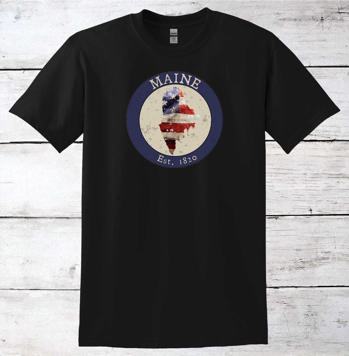 Maine ME American Flag T-Shirt