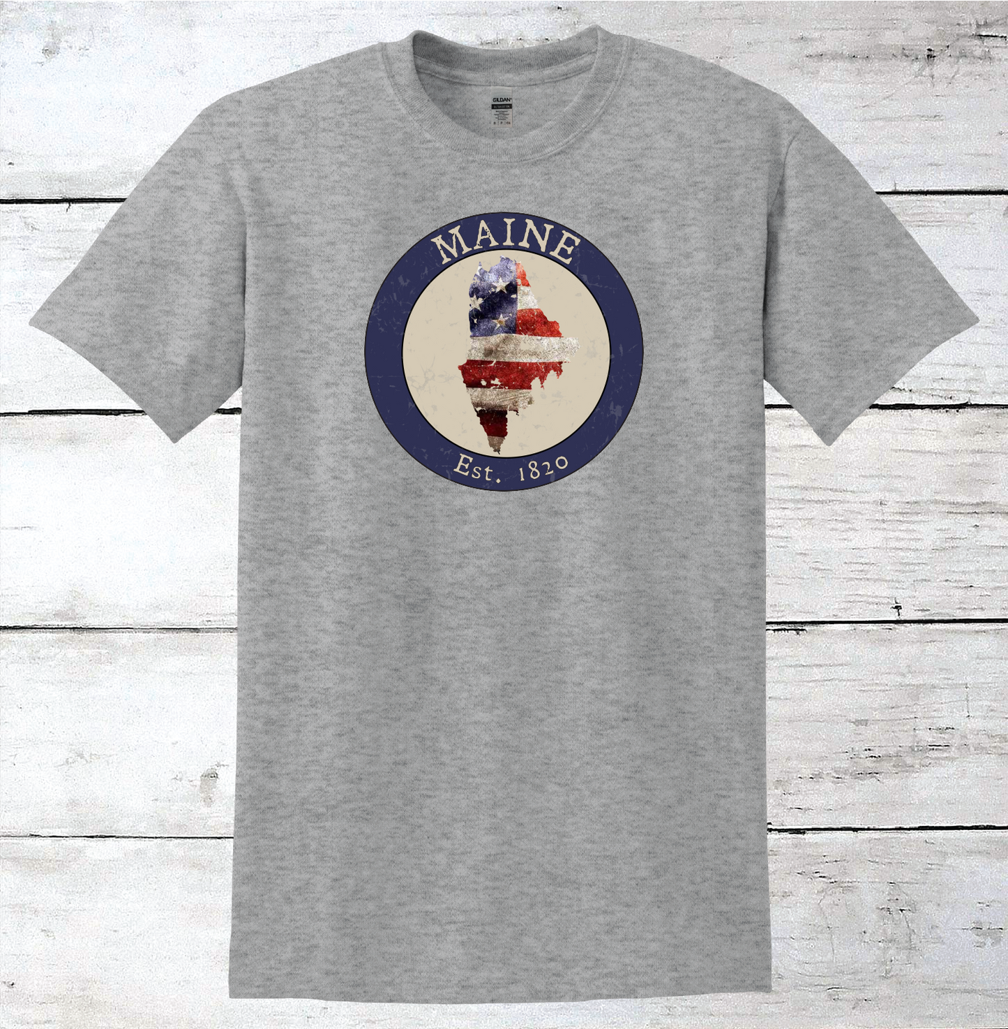 Maine ME American Flag T-Shirt