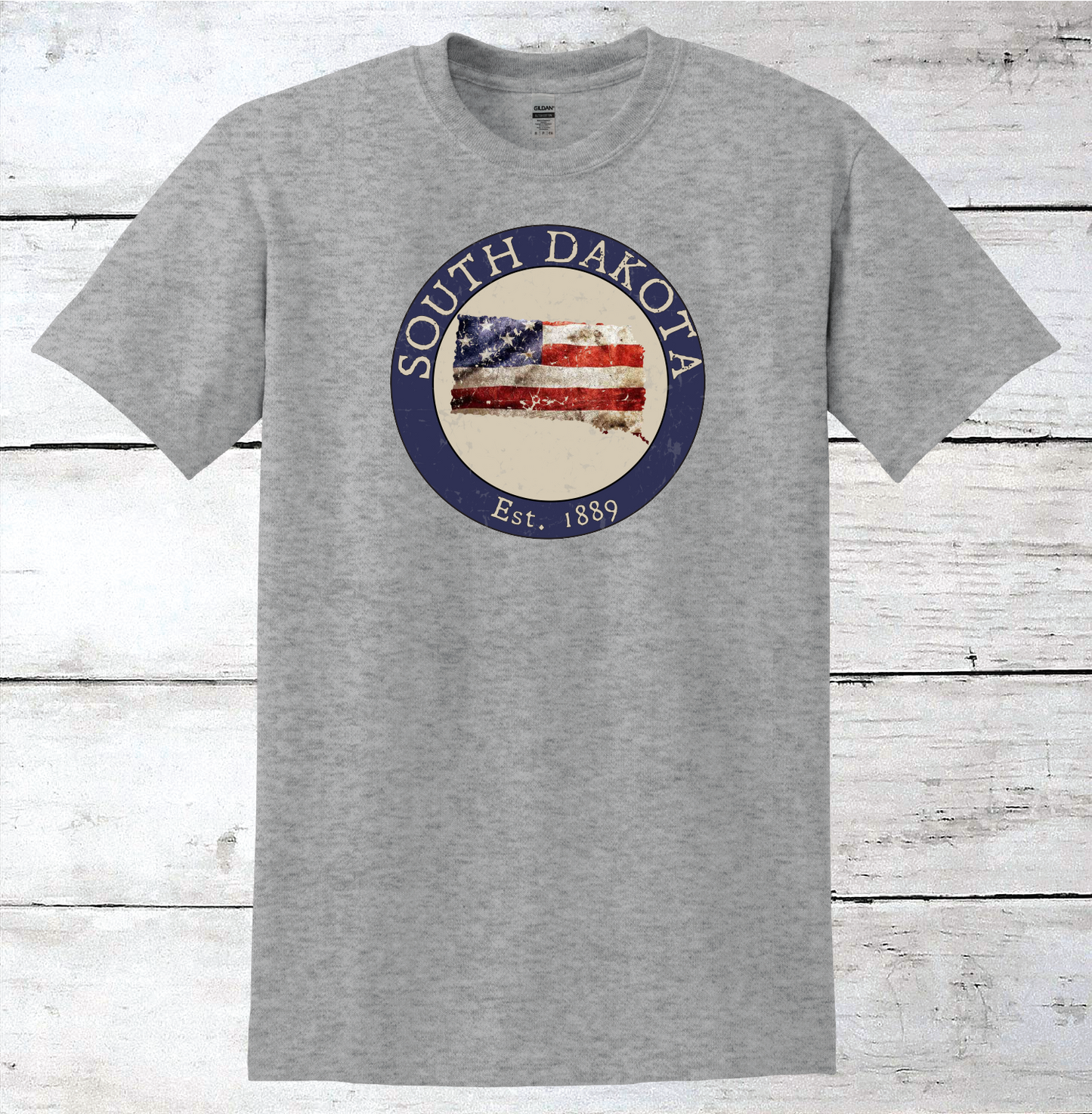 South Dakota SD American Flag T-Shirt