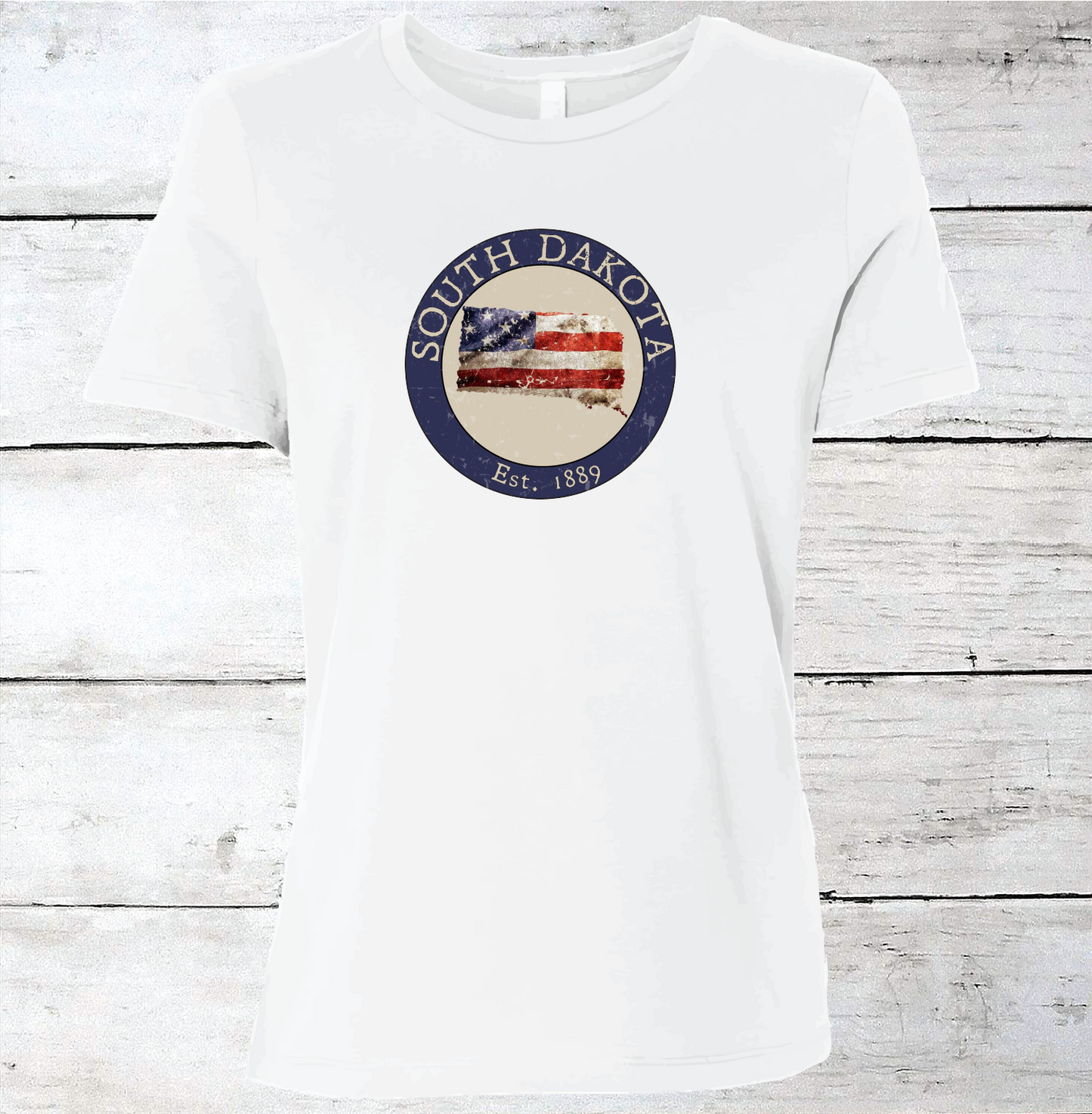 South Dakota SD American Flag T-Shirt
