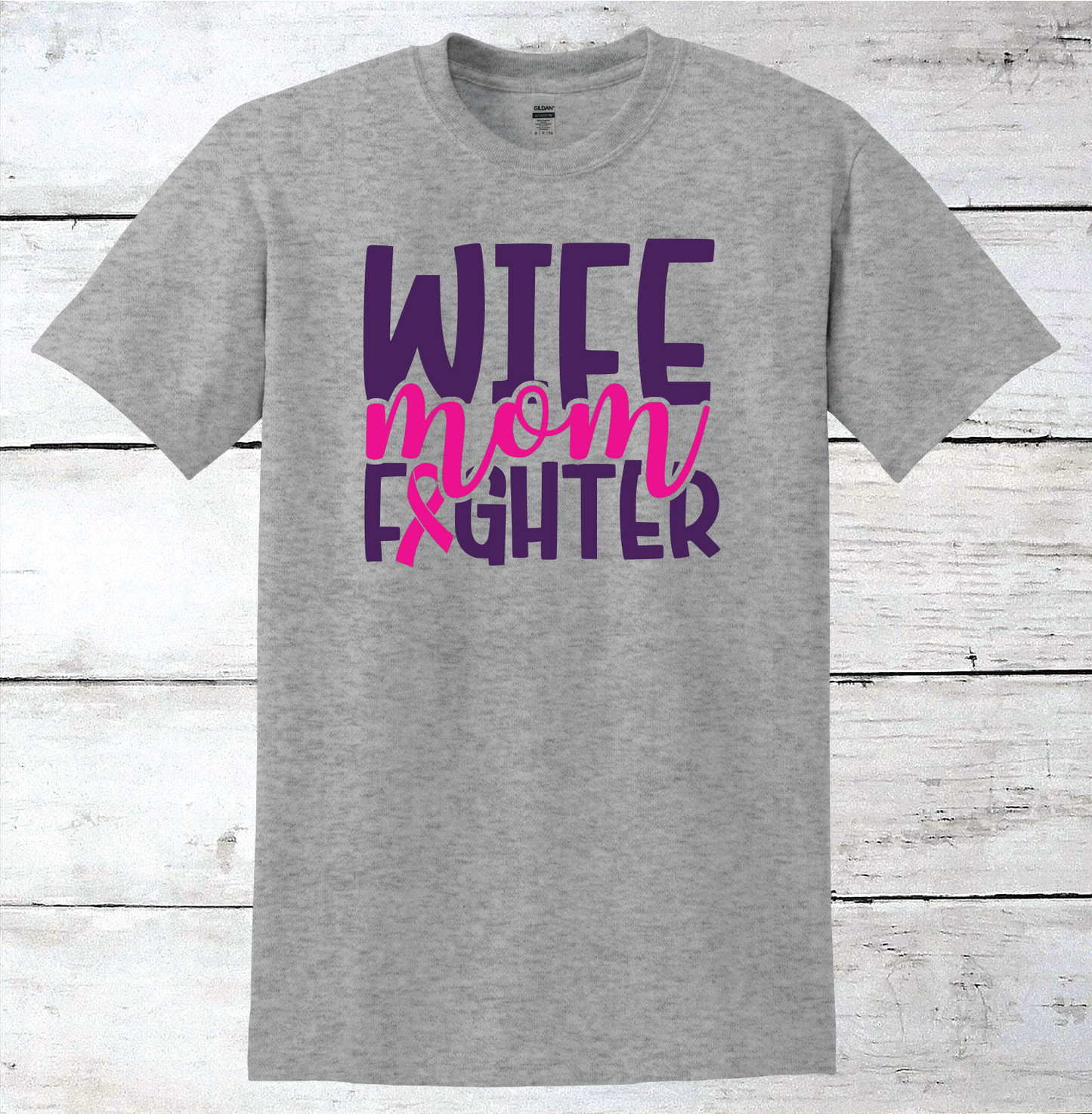 Breast Cancer Support - Wife, Mom, Fighter T-Shirt