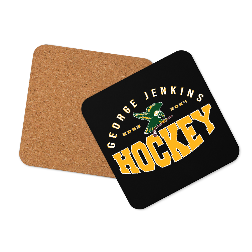 George Jenkins Hockey 2023-2024 Hardboard w/ Cork Back Coasters - Set of 4
