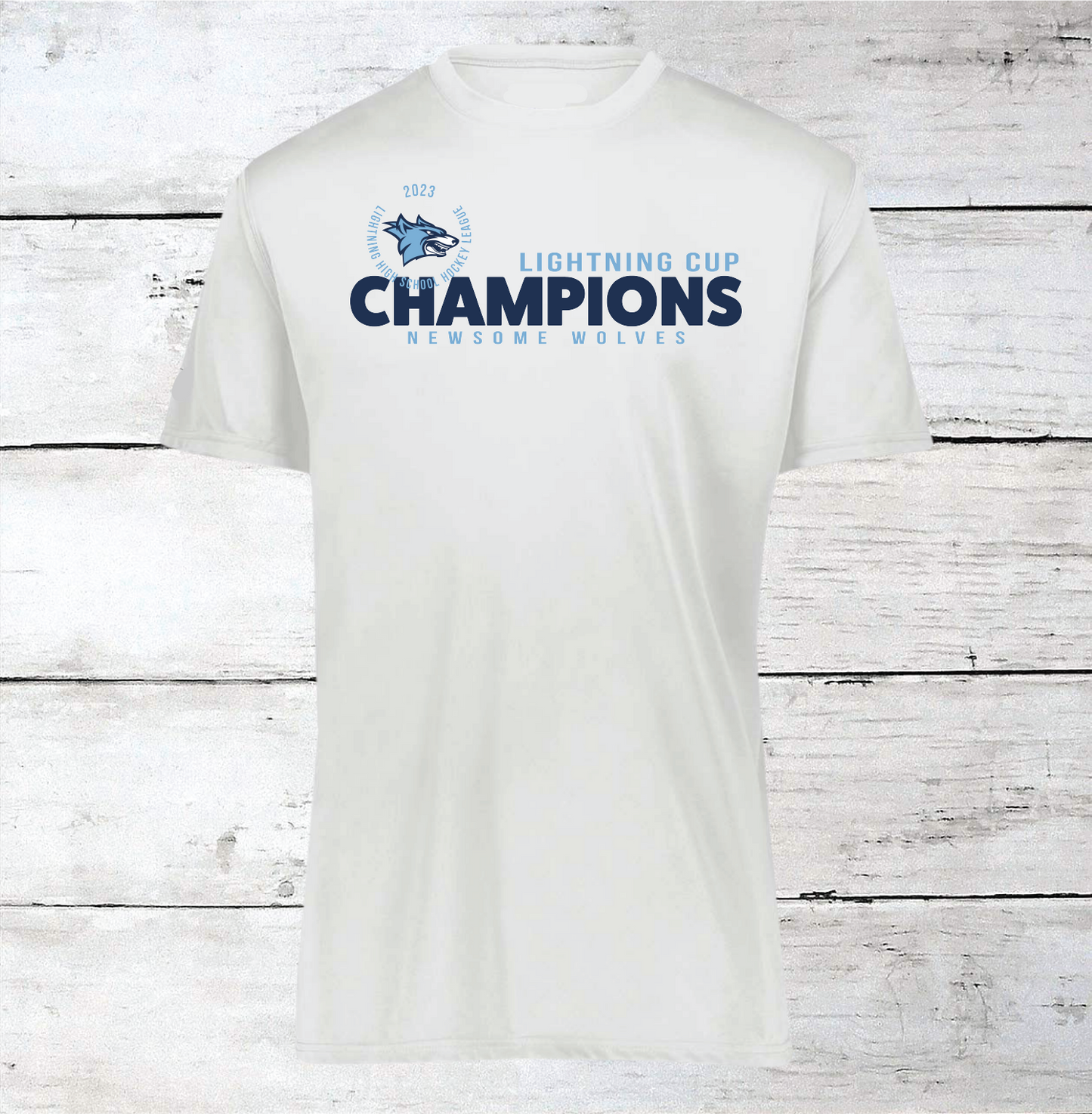 2023 Lightning Cup Champions Newsome Ice Hockey DriFit T-Shirts