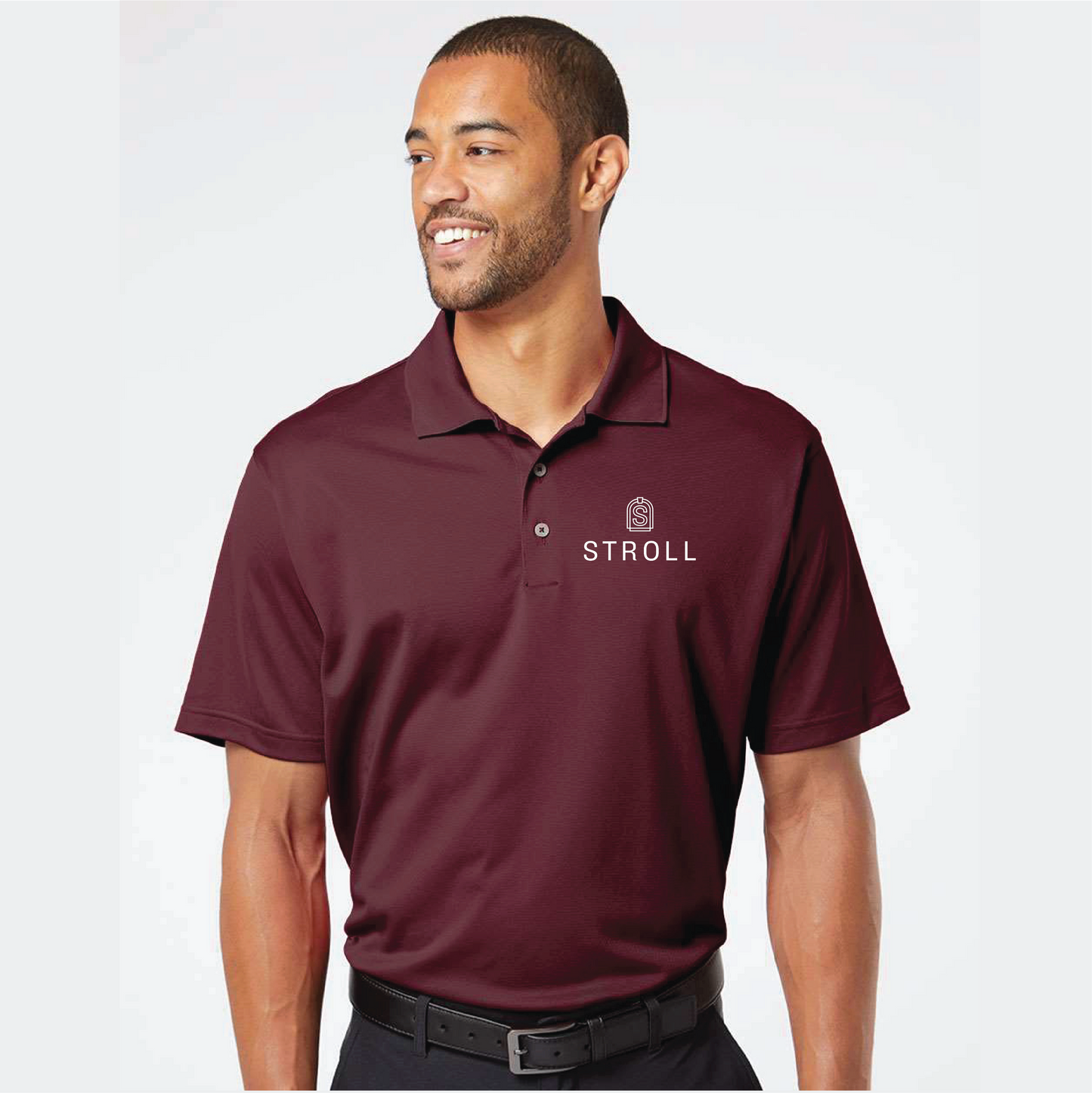 Men's Adidas Polo with Stroll Logo