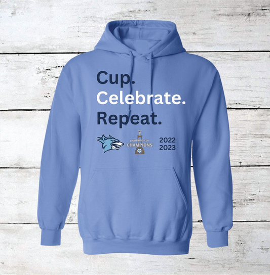 Cup. Celebrate. Repeat. Lightning Cup Champions Newsome Ice Hockey Hoodie