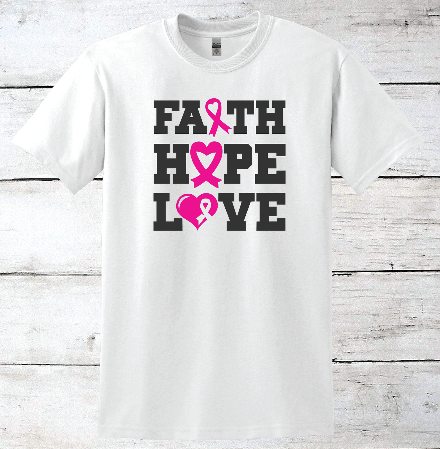 Breast Cancer Support - Faith Hope & Love T-Shirt