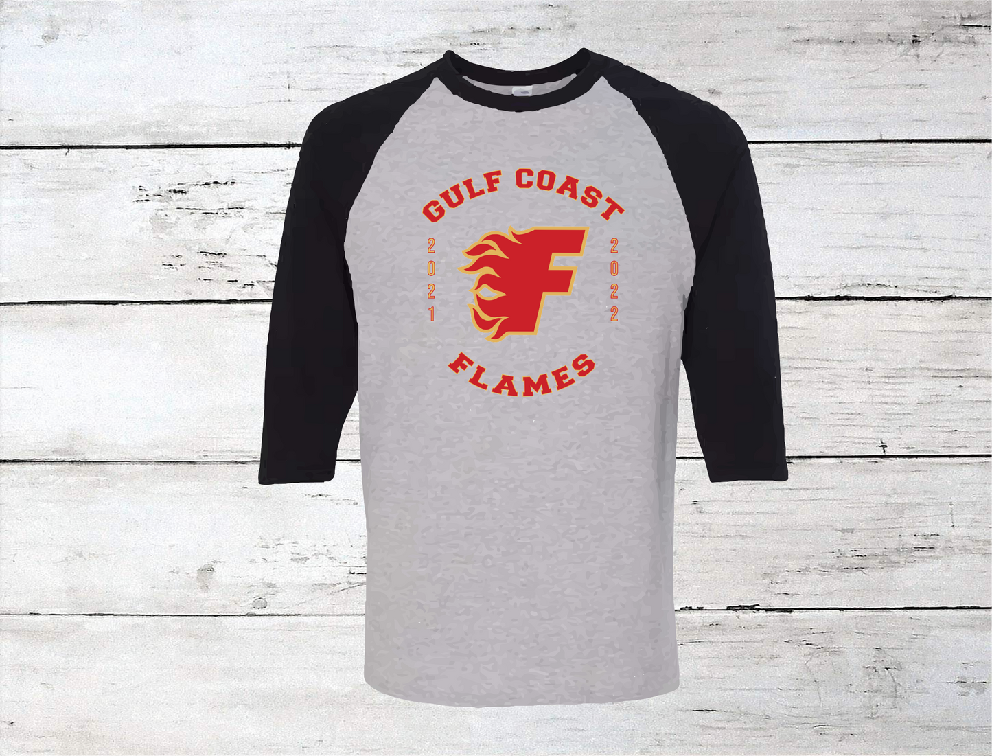 Gulf Coast Flames Raglan 3/4 Sleeve Shirt