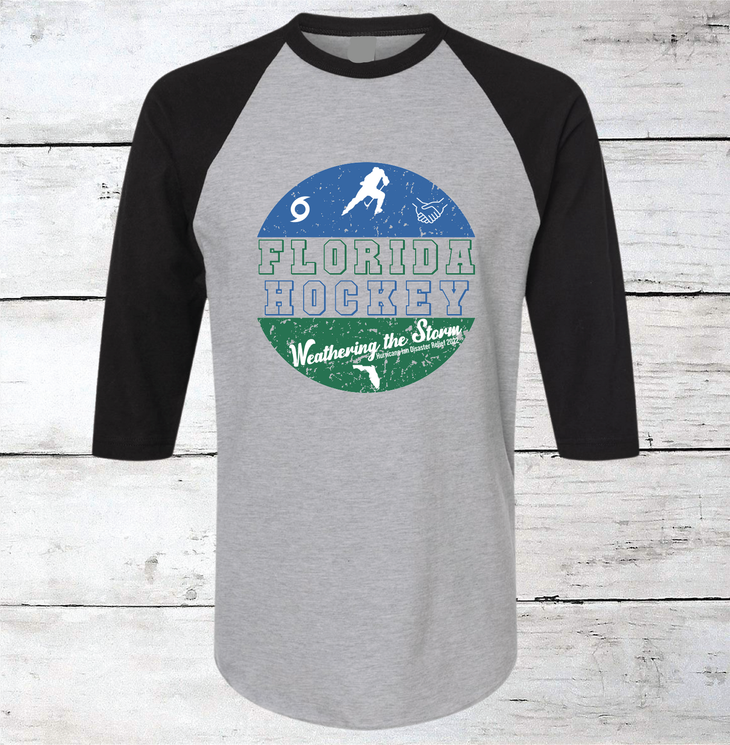 Florida Hockey Hurricane Ian Relief Raglan 3/4 Sleeve Shirt