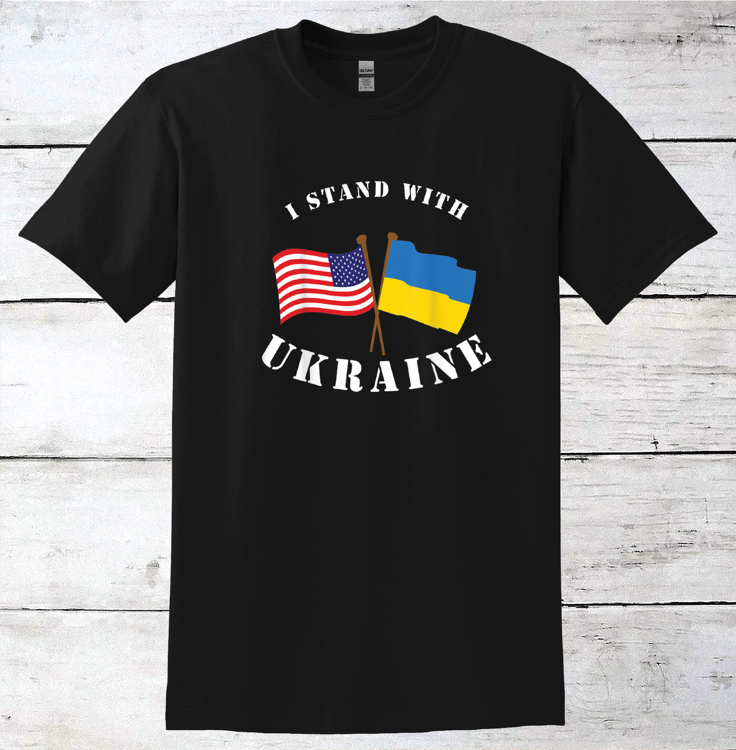 I Stand with Ukraine American & Ukraine Flag T-Shirt