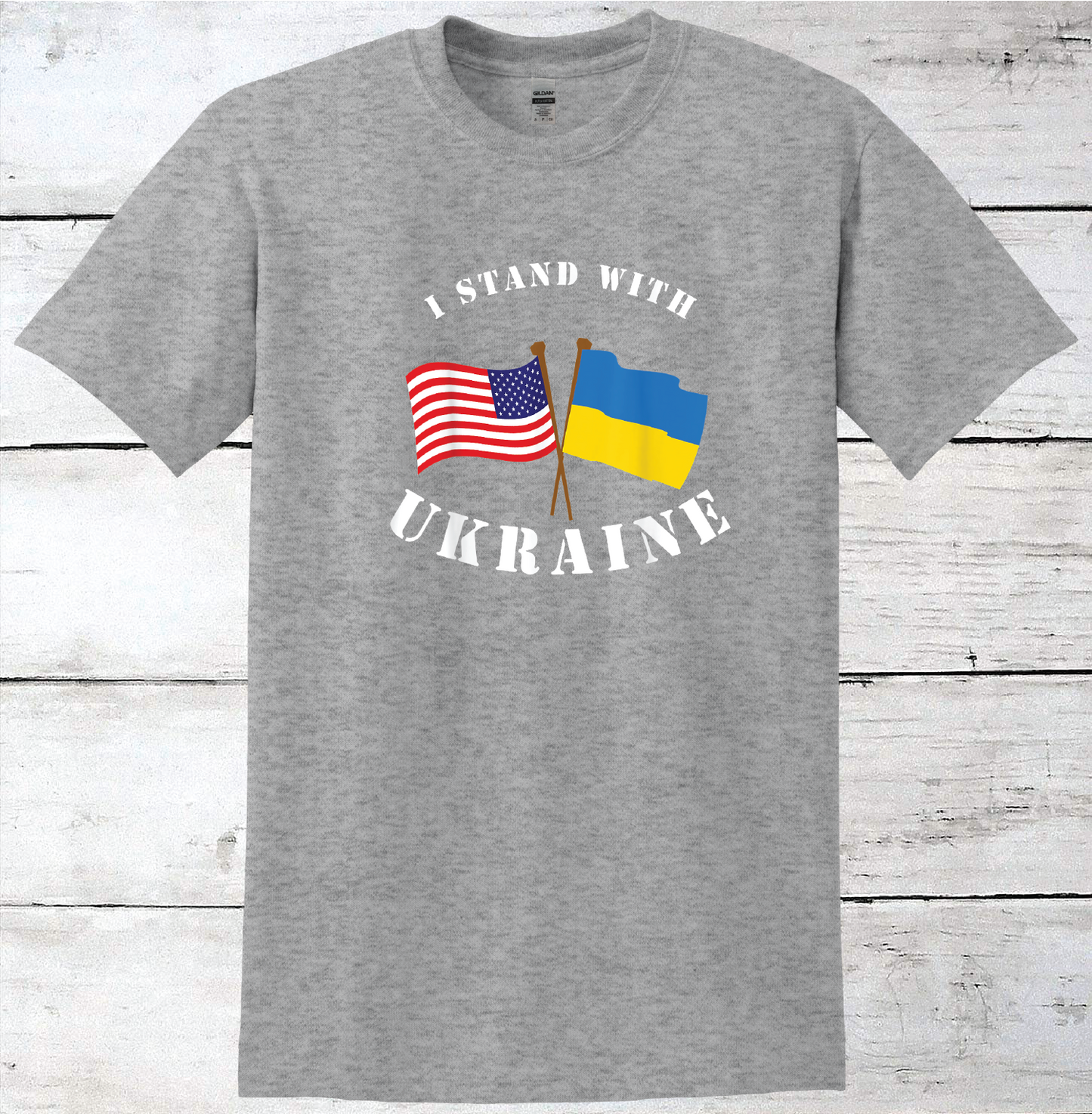 I Stand with Ukraine American & Ukraine Flag T-Shirt