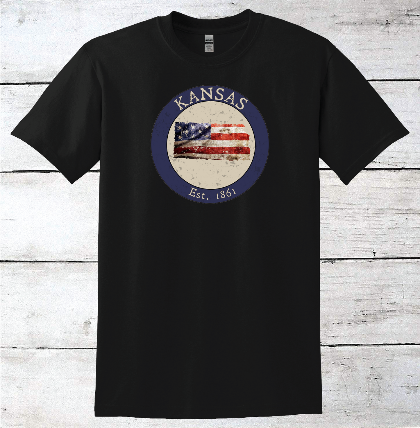 Kansas KS American Flag T-Shirt