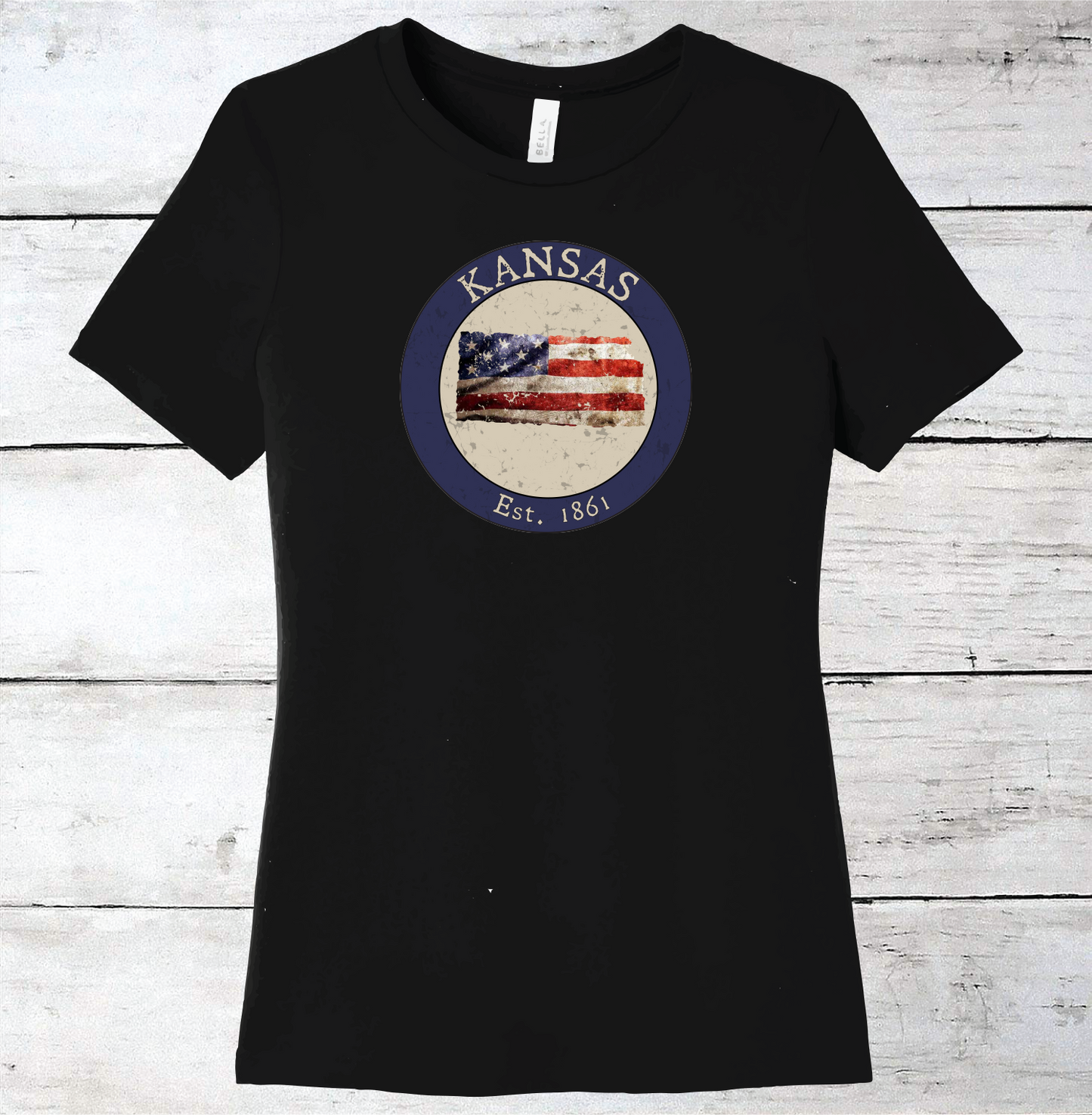 Kansas KS American Flag T-Shirt