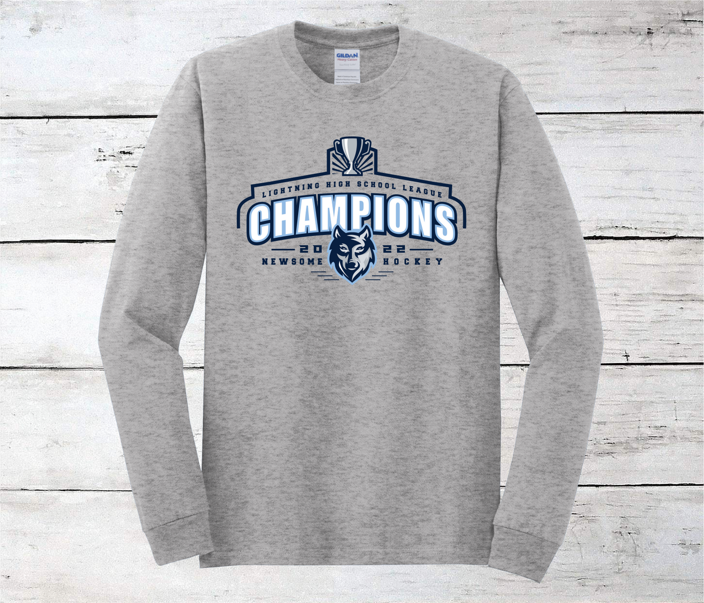 Newsome Ice Hockey 2022 Lightning Cup Champions Long Sleeve Shirt