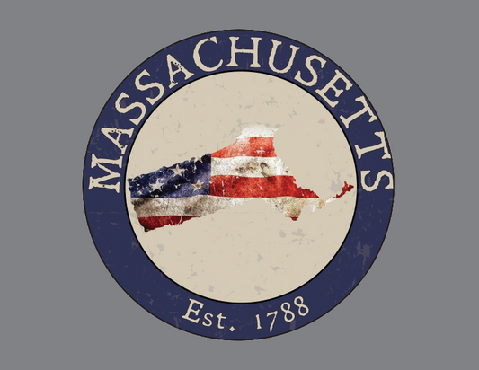 Massachusetts MA American Flag T-Shirt
