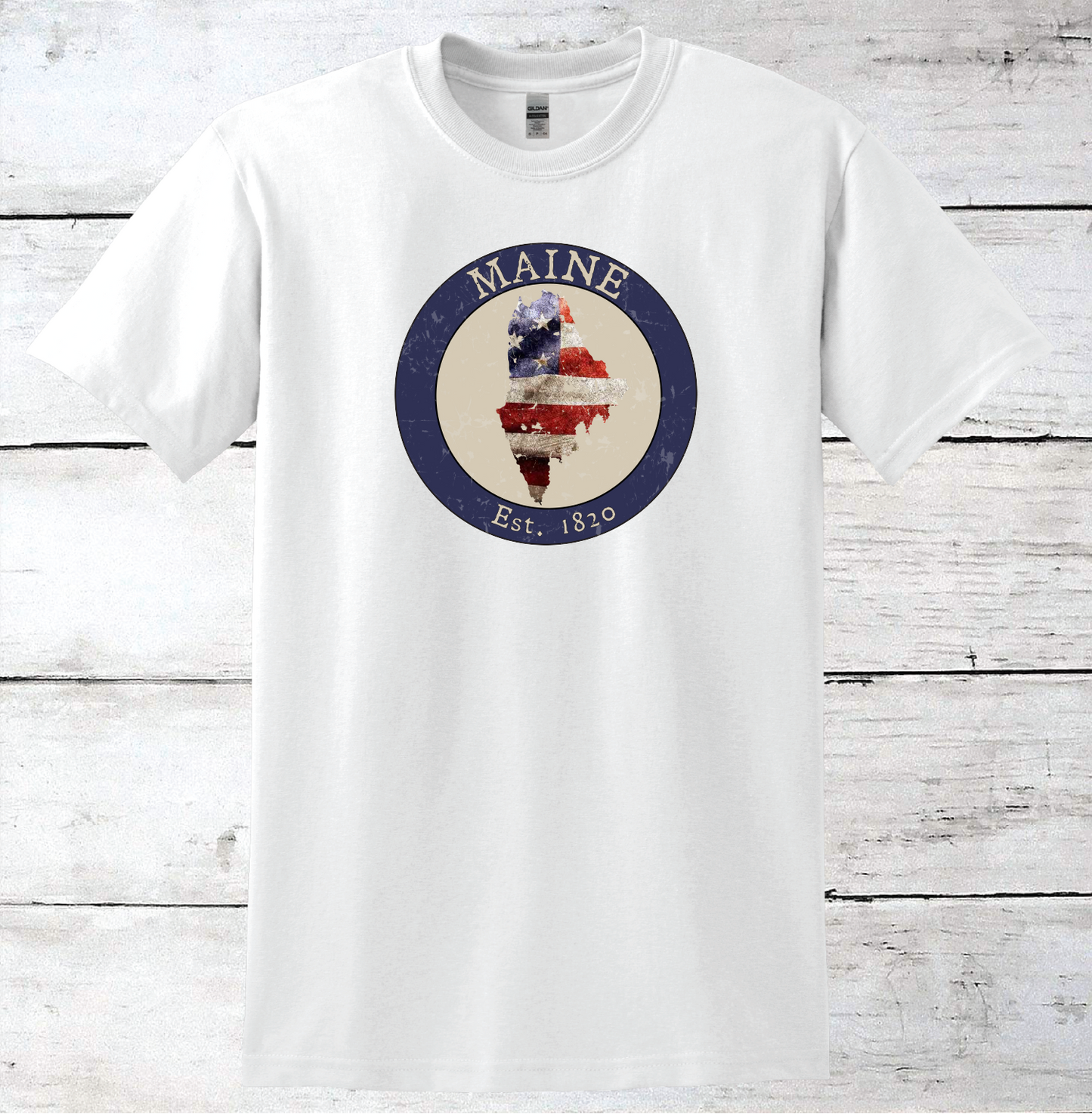 Maine ME American Flag T-Shirt