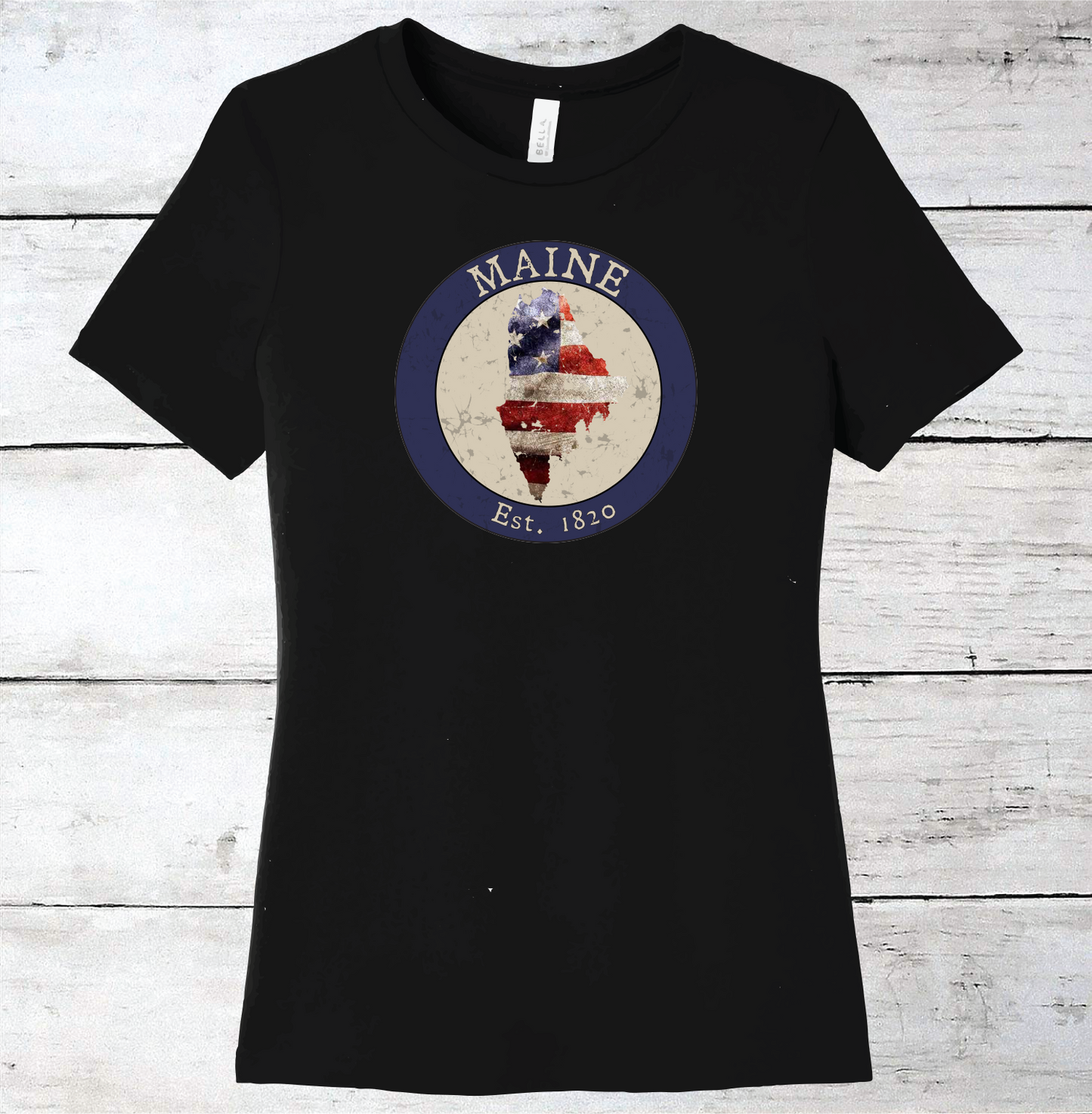 Maine ME American Flag T-Shirt
