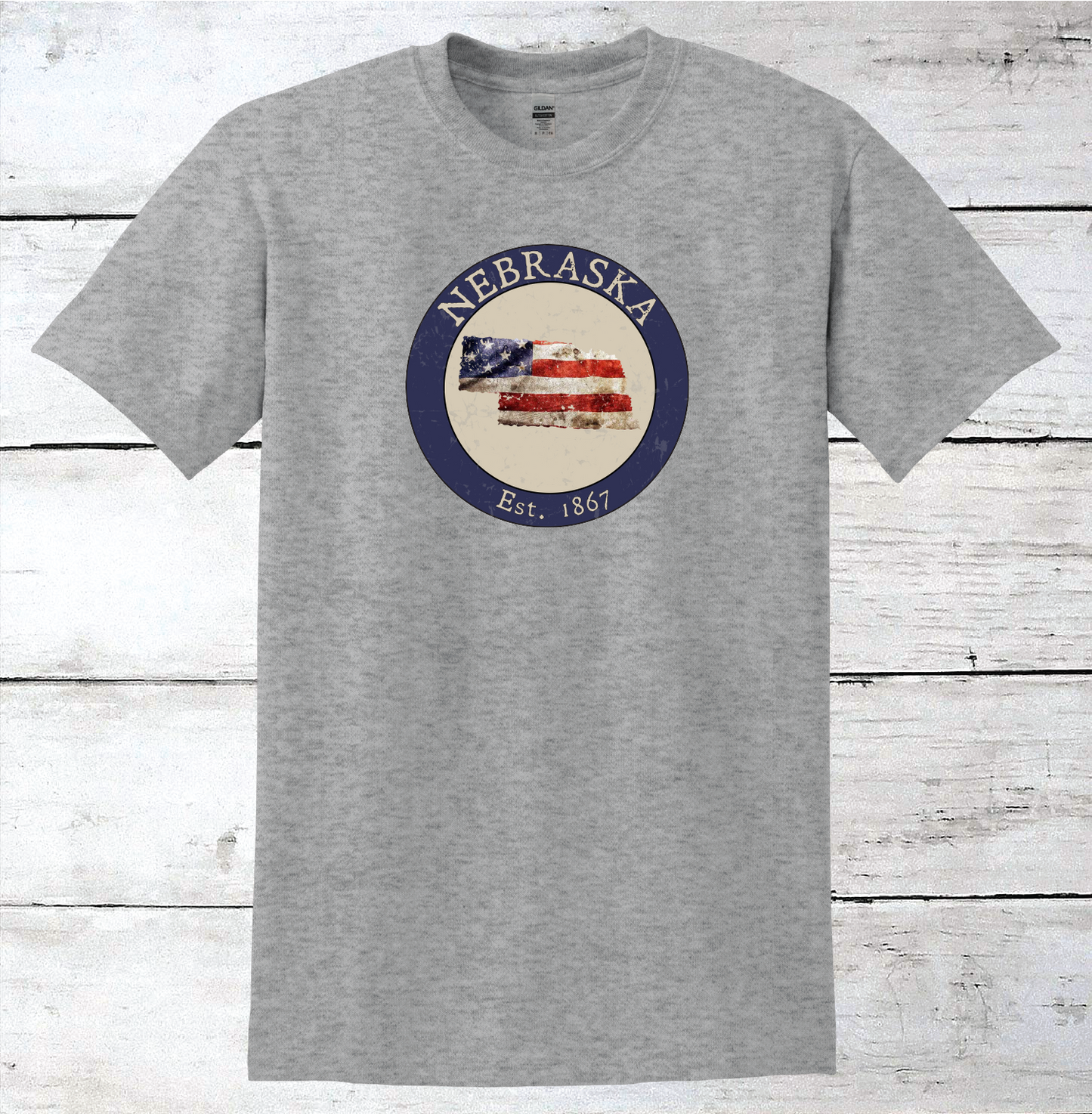 Nebraska NE American Flag T-Shirt