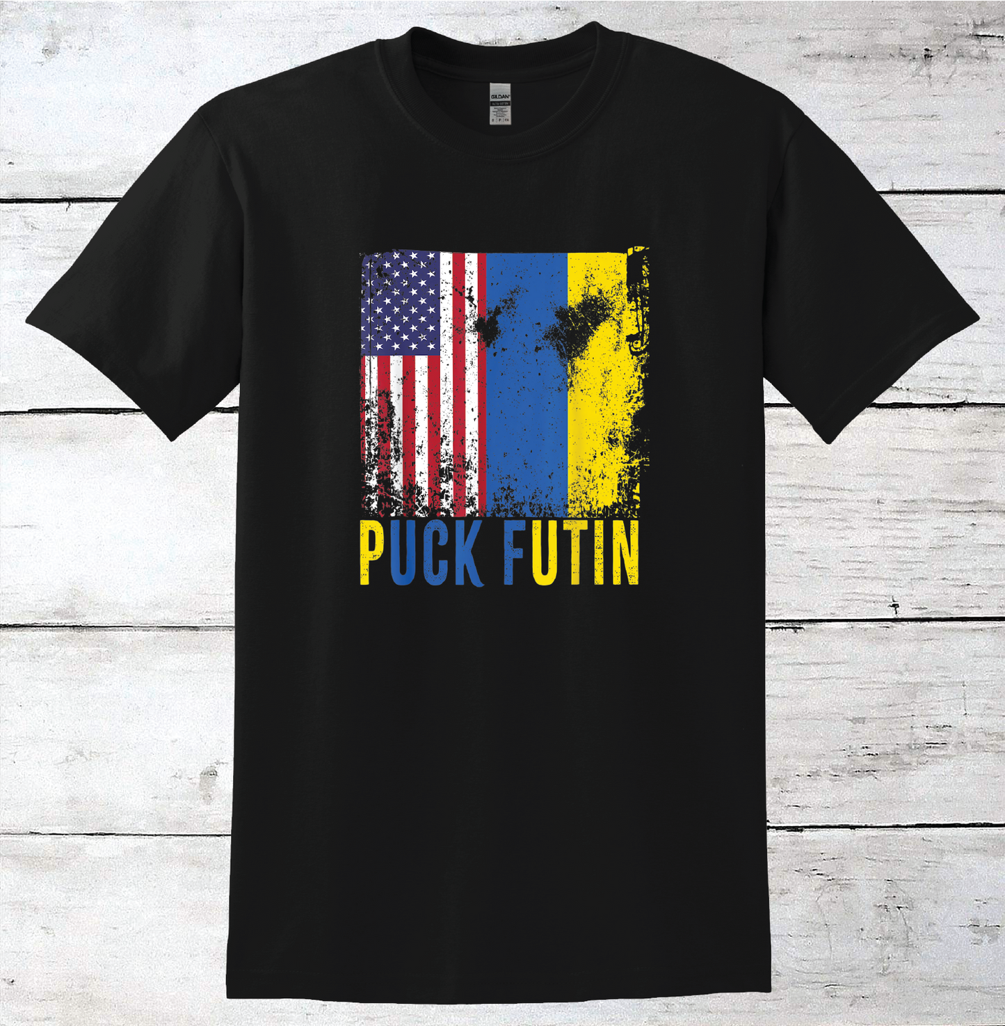 Puck Futin Ukraine & US Flag T-Shirt