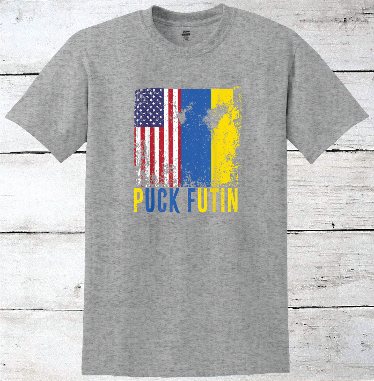 Puck Futin Ukraine & US Flag T-Shirt