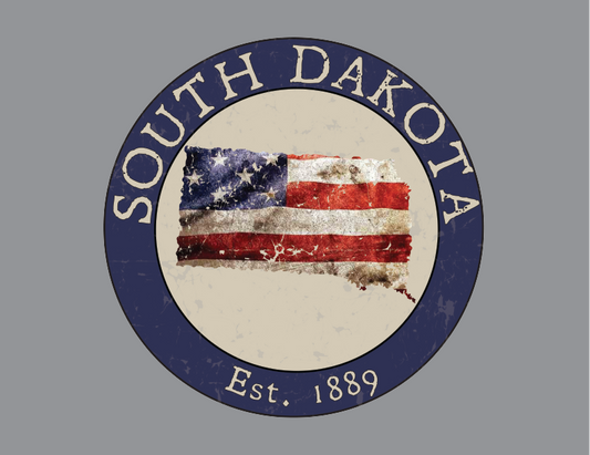 South Dakota SD American Flag T-Shirt