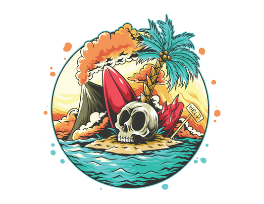 Surfer Skull Island T-Shirt