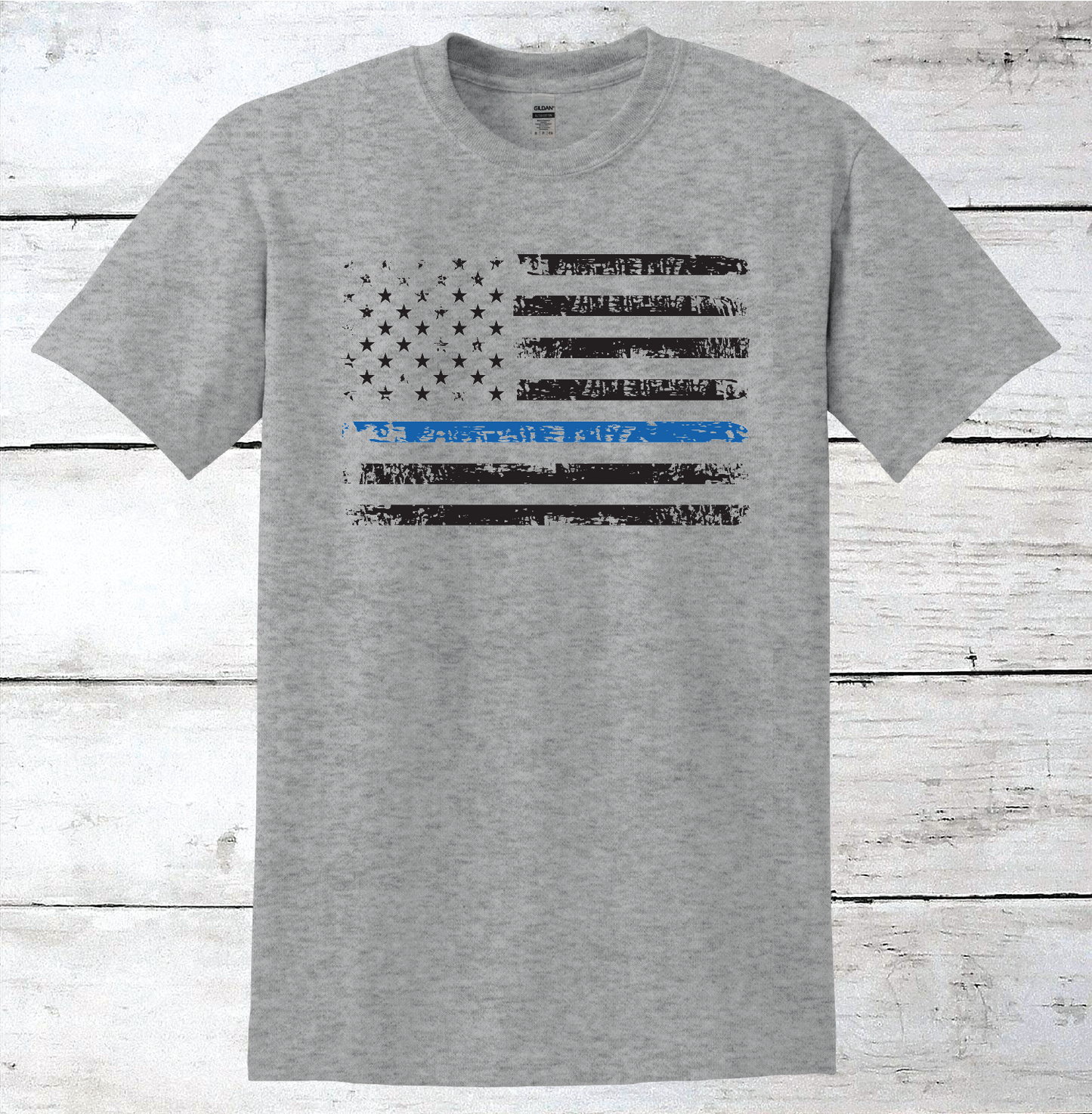 Thin Blue Line Police American Flag T-Shirt
