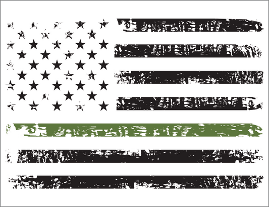 Thin Green Line Military American Flag T-Shirt