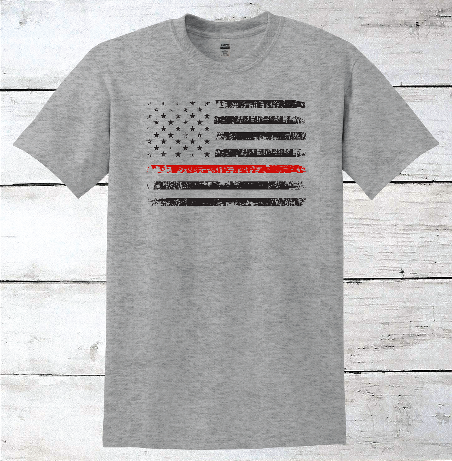 Thin Red Line Firefighter American Flag T-Shirt
