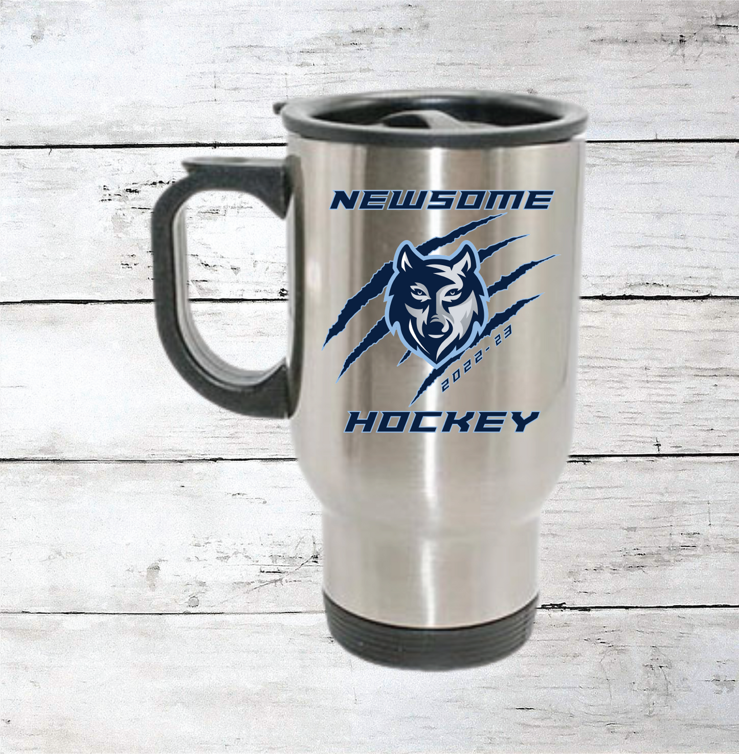 Newsome Hockey Wolf w/ Claws 14oz Travel Mug