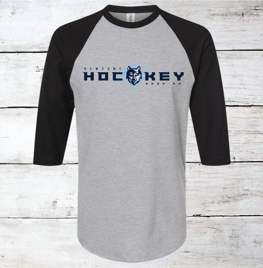 Newsome Hockey Wolf w/ Claws Raglan 3/4 Sleeve Shirt