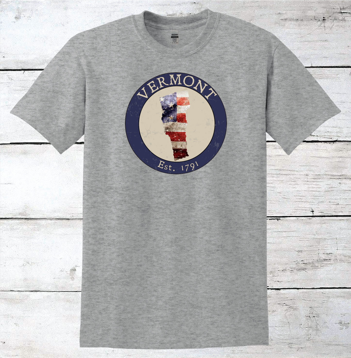 Vermont VT American Flag T-Shirt