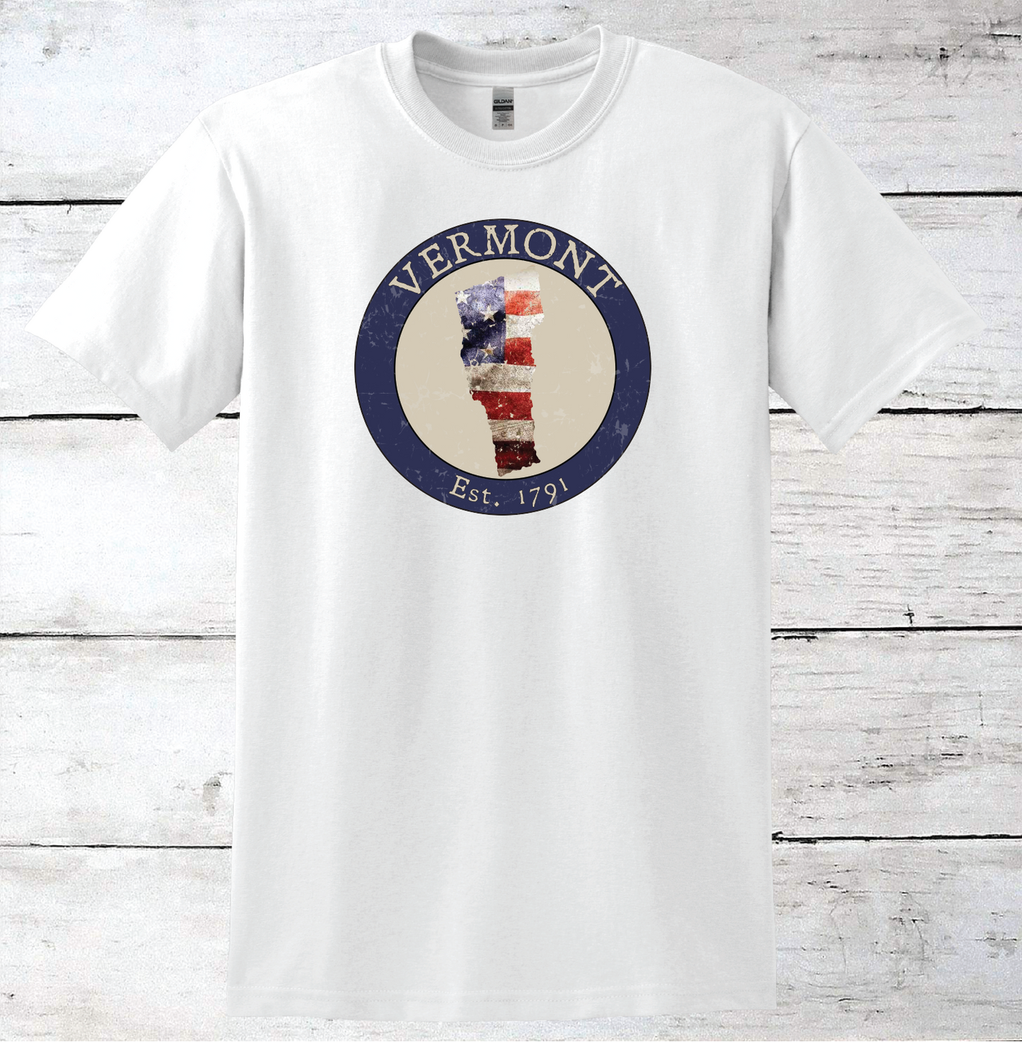 Vermont VT American Flag T-Shirt