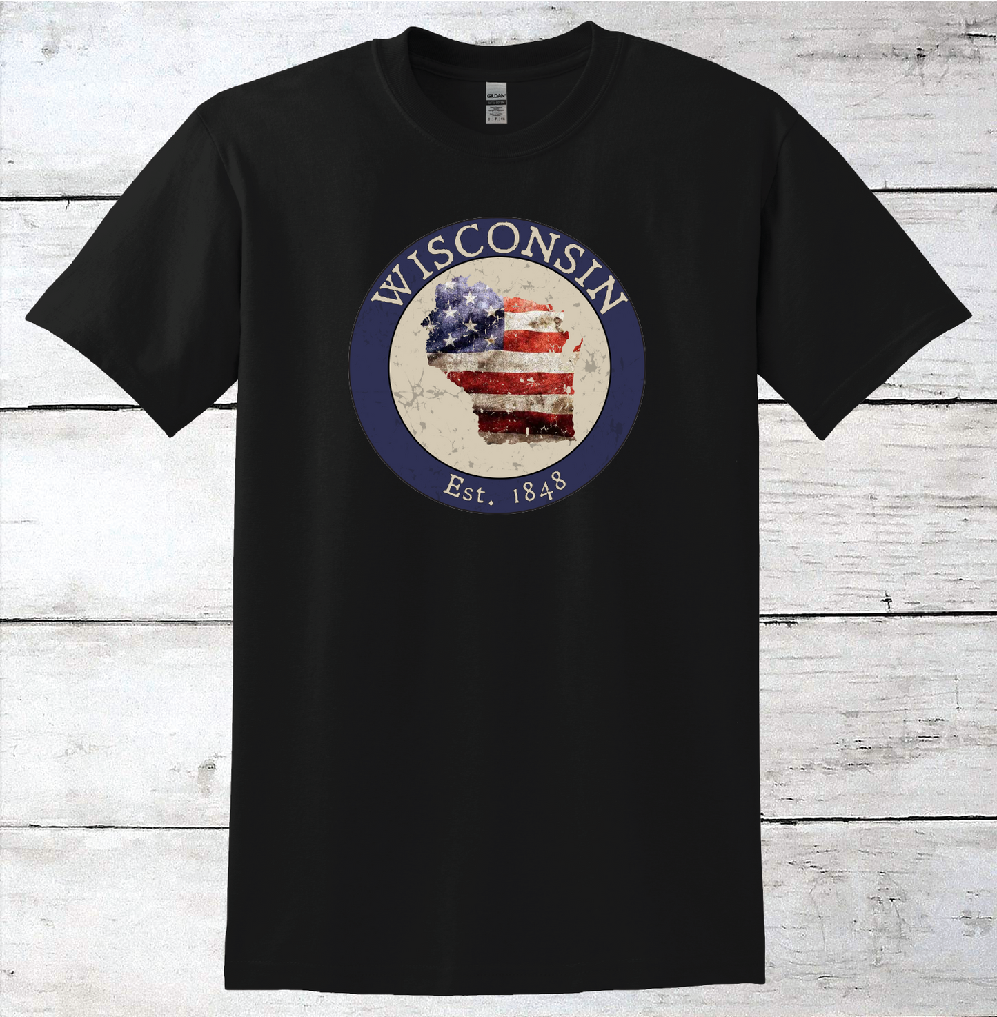Wisconsin WI American Flag T-Shirt