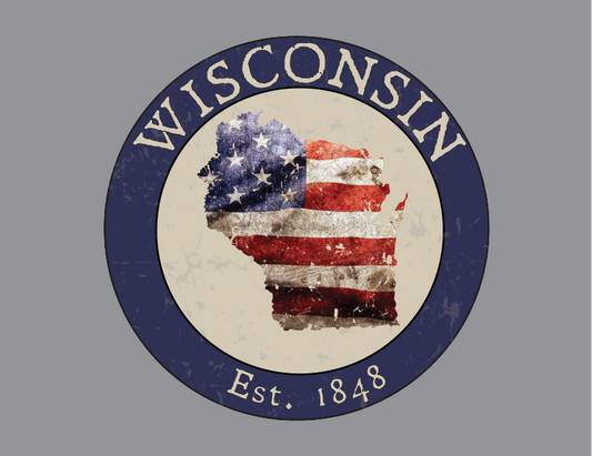Wisconsin WI American Flag T-Shirt
