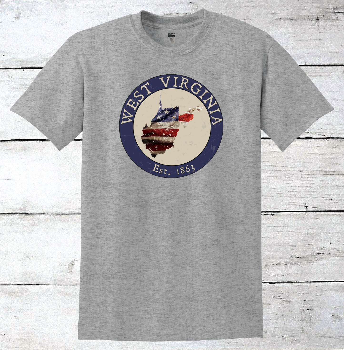 West Virginia WV American Flag T-Shirt