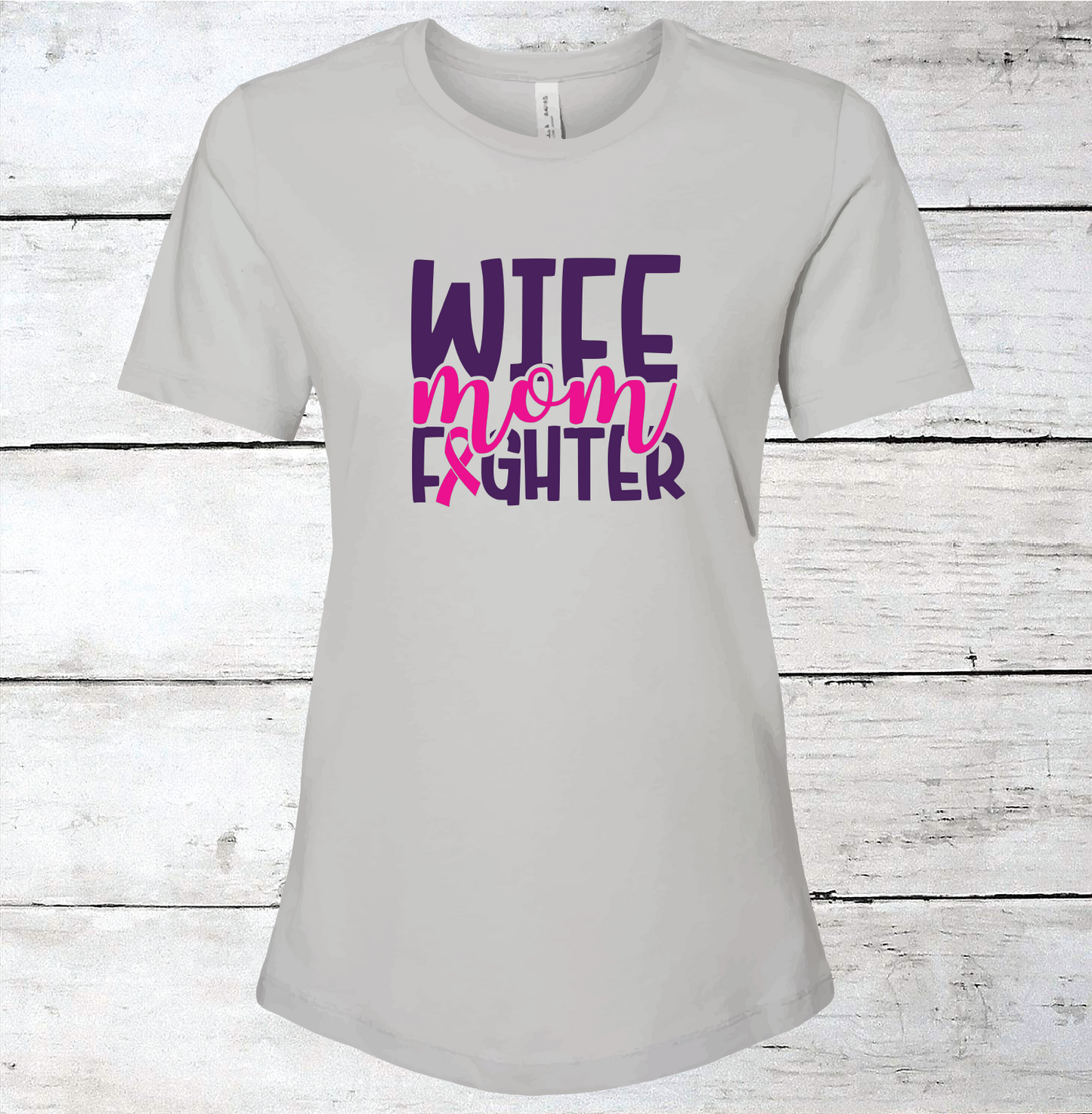 Breast Cancer Support - Wife, Mom, Fighter T-Shirt