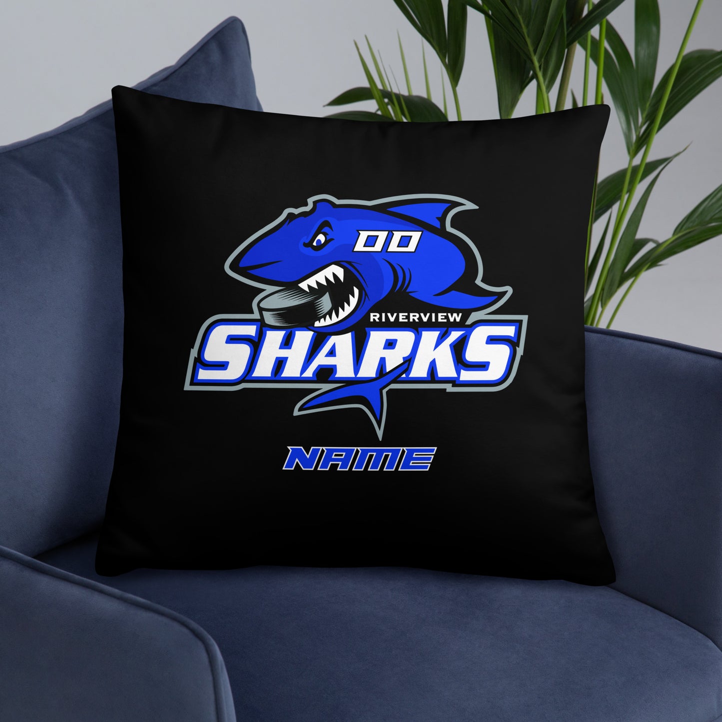 Riverview Sharks Hockey Throw Pillows (Customizable)