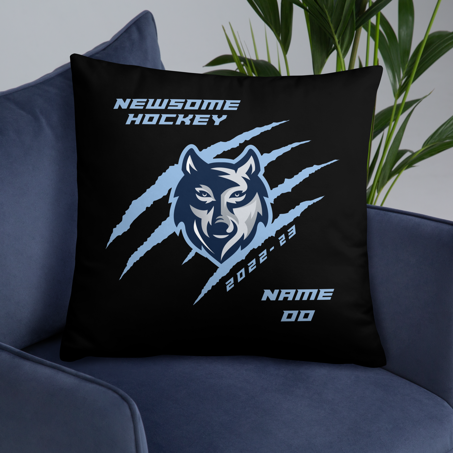 Newsome Hockey Wolf w/ Claws Brag Wear 2022-2023 Throw Pillows (Customizable)